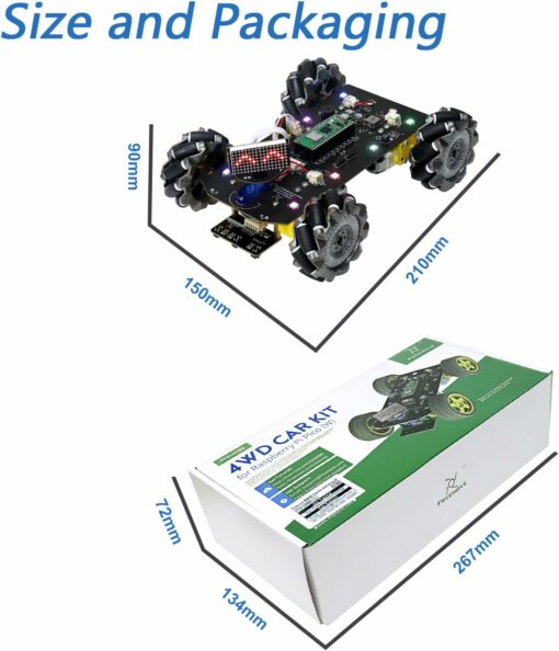 Kit de voiture éducatif à construire avec roues holonomes + Raspberry Pi Pico W