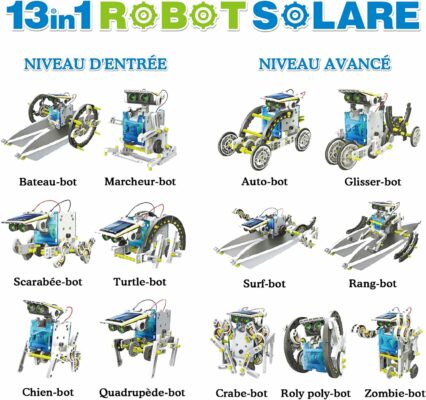 Robot Jouet éducatif Solaire, 13 en 1 construction Voiture